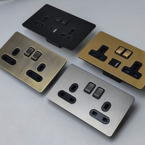 Interrupteurs muraux de luxe en acier inoxydable série NV2 Double prise UK Type 146 pour hôtel ou maison - Product Image 4