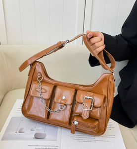 Sac fourre-tout à fermeture éclair en PU pour femme, style classique et polyvalent, personnalisable, à porter à l'épaule ou en bandoulière - Product Image 5