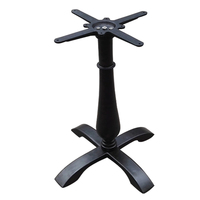 Socle de table en fonte noir sable, colonne plate, cambré, quatre pieds