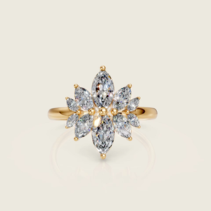 Dazzling Marquise Cluster Diamond Radiant Floral Inspired Luxury Engagement Anniversary Purpose & <b>Statement</b> <b>Ring</b> for Women - Product Image 1