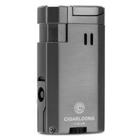 Briquet cigare de luxe à double jet flamme logo personnalisé vente en gros allume-cigare torche butane et coupe-cigare