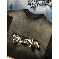 T-shirt décontracté en coton pour homme avec logo personnalisé, dégradé, effet usé, patchwork, streetwear, t-shirt de créateur pour homme, broderie