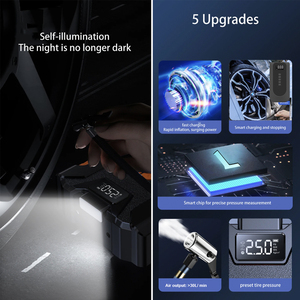 12V Emergency <b>Battery</b> Booster 150psi Portable Wireless Digital Display Tyre <b>Pump</b> Tire Inflator Car Jump Starter With Power Bank - Product Image 5