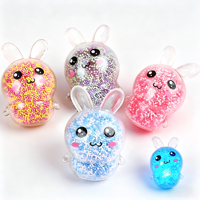Balle à presser en TPR en forme de lapin lumineux, jouet anti-stress mignon, jouet sensoriel anti-anxiété pour enfants