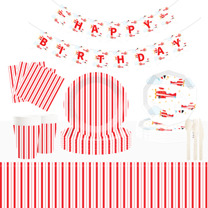 Ensemble de vaisselle jetable en papier pour fête d'anniversaire sur le thème de l'avion DAMAI pour garçon - Product Image 1