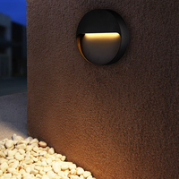 Applique murale extérieure LED ronde en polycarbonate IP65 étanche 6W pour patio, clôture, jardin, porche, escaliers