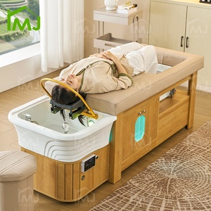 Cama de Spa para Cabeza de Madera para Pedicura Coreana con Lavabo de Salón para Masaje Tailandés y Lavado de Cabello Acostado - Product Image 1