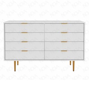 Coiffeuse en bois pour chambre à coucher, armoire de rangement, organisateur, finition en mélamine, <span class=keywords><strong>commode</strong></span> à <span class=keywords><strong>8</strong></span> <span class=keywords><strong>tiroirs</strong></span> blanche moderne - Product Image 3