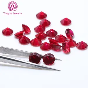 Lab created corundum gems stones high hardness 0.9 mm to 3.0 mm small sizes 8# Red round cut loose synthetic corundum ruby