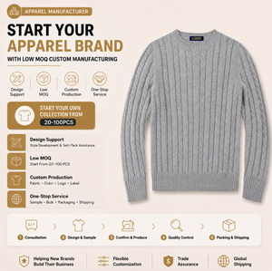 Pull en Coton 100% avec Logo Brodé Personnalisé, Tricot Câblé, pour Hommes, Vêtements Décontractés d'Hiver, Fabricant de Vêtements en Gros, MOQ - Product Image 1