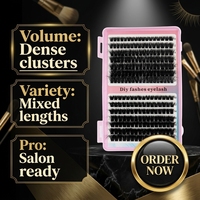 Cils 3D volumineux noirs 10-20mm, courbure D, 4 sections, 100D 120D 160D 200D, pour un effet salon, en fibres douces