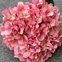 Fleur d'hortensia rose artificielle de haute qualité en gros, grande tête, en tissu simulé, pour le Nouvel An, les événements et la Saint-Valentin