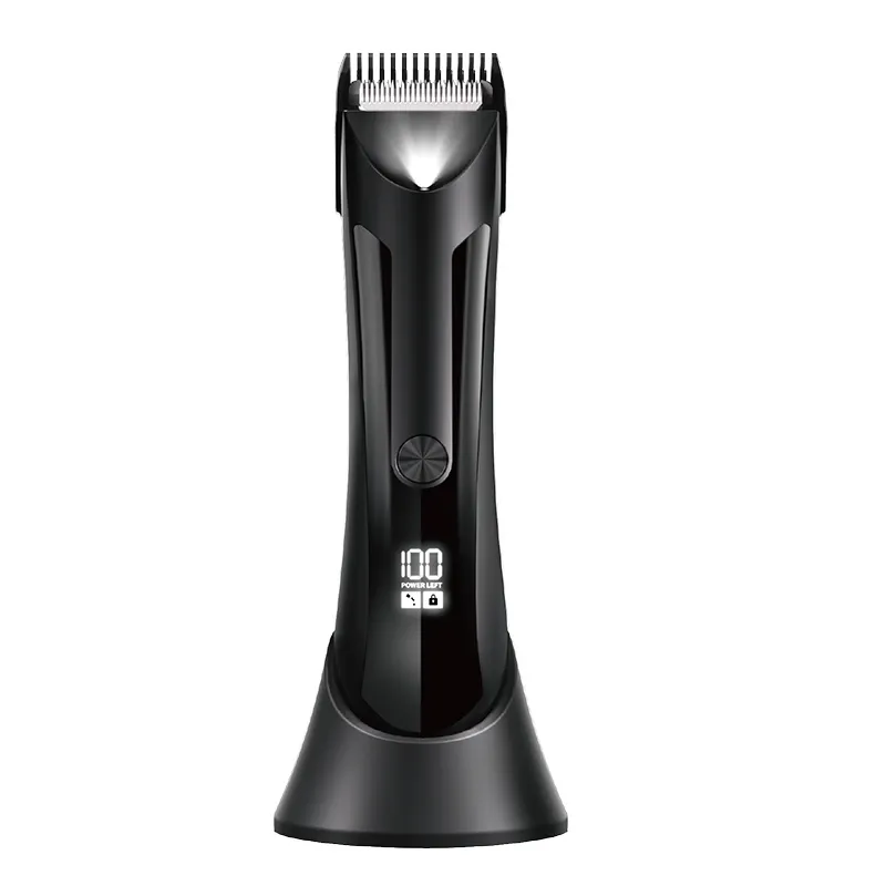 Venda direta USB Recharge Dock Black Electric Body Hair Trimmer para homens