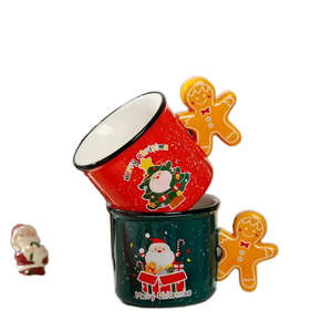 Vente en gros de tasses en porcelaine peintes à la main de la marque JADE, design créatif de dessins animés, motif pomme banane, 201-300 ml, compatibles micro-ondes et lave-vaisselle - Product Image 1