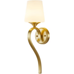 Lámpara de Pared <span class=keywords><strong>LED</strong></span> de Latón OGS/OEM con Pantalla de Vidrio, Luz Blanca Cálida Regulable, Estilo Americano, para Dormitorio y Sala de Estar, Lámpara de Pared de Cobre - Product Image 6