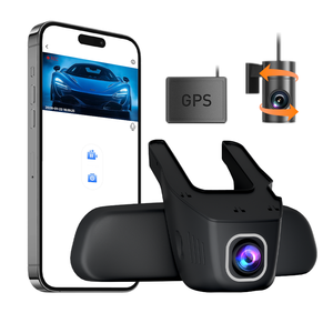 Caméra de tableau de bord 3-en-1 4K HD avec vision nocturne, GPS, WiFi, enregistrement 3 canaux, enregistreur vidéo à double objectif - Product Image 1