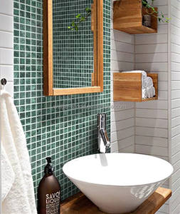 ديكور حائط حمام 2x2 بنمط شلال الشلال من الرخام الهندي الأخضر وحجر يونفو، بلاط حمام سباحة بمظهر حجري - Product Image 1