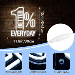 Enseigne au néon « 1% de mieux <span class=keywords><strong>chaque</strong></span> <span class=keywords><strong>jour</strong></span> » pour la décoration murale, enseigne lumineuse pour salle de sport, inscription inspirante, enseignes au néon personnalisées - Product Image 3
