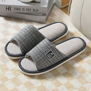 Pantofole <span class=keywords><strong>in</strong></span> Lino per Tutte le Stagioni, Antiscivolo e Resistenti all'Usura, Pantofole Insonorizzate <span class=keywords><strong>in</strong></span> Cotone e Lino per Pavimenti Interni - Product Image 2