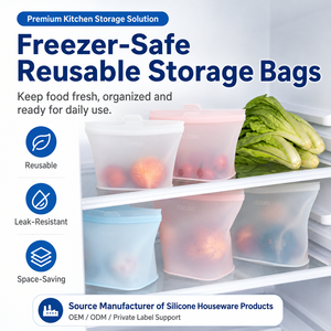 YMS a New Trending Product Eco-friendly Travel Reusable Silicone Food <b>Storage</b> <b>Bag</b> Set - Product Image 2