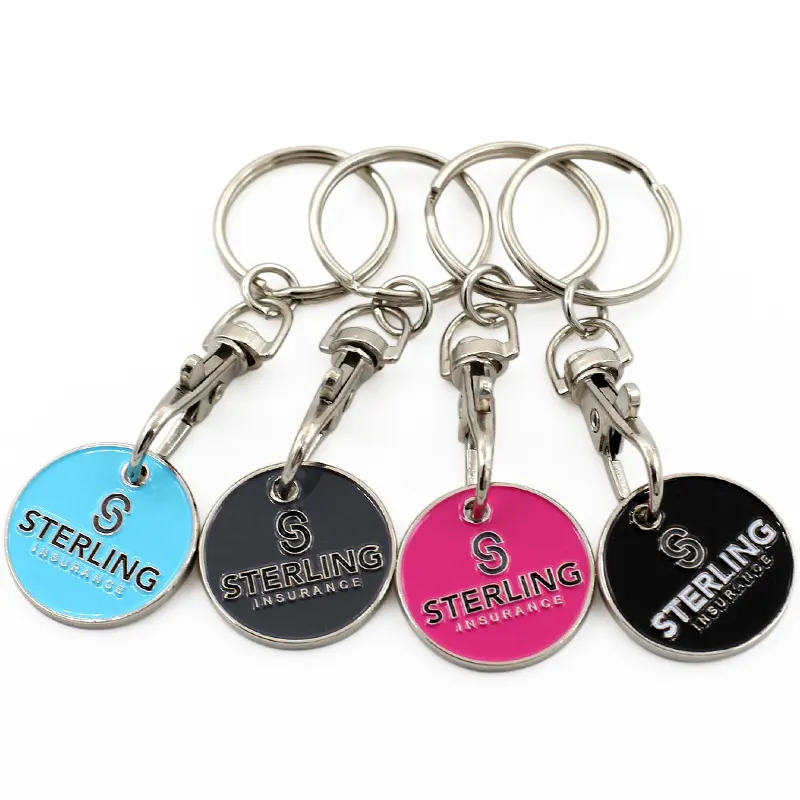 Shopping Trolley Pound Coin Token Key Ring Supermarket Locker Coin Trolley Token Keyrings