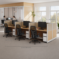 Poste de travail commercial à 6 postes avec cloisons de bureau et chaise ergonomique pour bureau d'équipe