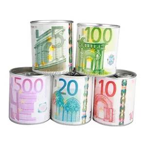 Free samples round metal money bill dollar box tin coin deposit piggy bank factory wholesale