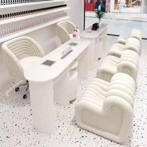 Nuovo tavolo minimalista a strisce gambe da tavolo da rock board aspirapolvere incorporato tavolo manicure e sedia combinazione - Product Image 1