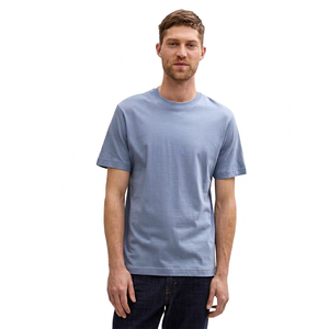 T-shirt à manches courtes pour homme, bleu clair, 100% coton, coupe classique, col rond, vêtement décontracté, jersey tricoté, couleur unie, devant écologique - Product Image 1