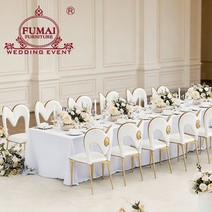 Meubles de fête, chaises de mariage à cadre en acier inoxydable doré, événement de luxe - Product Image 1