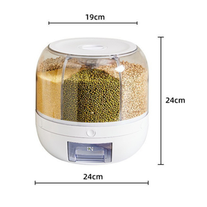 Distributeur de riz HOT pour la cuisine Boîte de stockage de céréales à grains alimentaires rotative à 6 grilles et étanche à l'humidité - Product Image 4