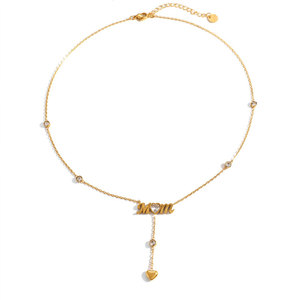 Collier délicat en acier inoxydable 316L plaqué or PVD 14k 18k pour femme, bijou de la Fête des Mères, collier « Mama » pour maman - Product Image 5