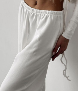 <span class=keywords><strong>Pantaloni</strong></span> <span class=keywords><strong>Palazzo</strong></span> da Donna in Cotone Traspirante con Elastico in Vita, Striscia Laterale e Logo Personalizzato, Design Pull-On - Product Image 3
