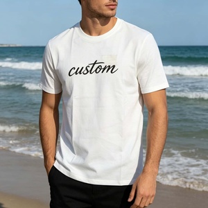 T-shirt personnalisé pour homme à manches courtes, col rond, en coton, imprimé lettres, coupe décontractée, longueur standard, logo sur le devant - Product Image 1