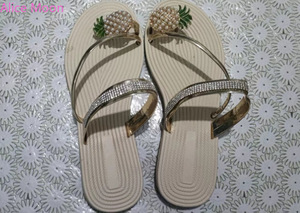 Gran oferta 2025, novedad de verano, cubierta de diamantes de imitación, anillo en el dedo del pie, chanclas, zapatillas planas, <span class=keywords><strong>sandalias</strong></span> con suela de paja - Product Image 2