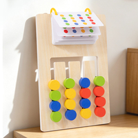 Juego de Lógica Deslizante de Madera de Cuatro Colores y Doble Cara, Rompecabezas Educativo Montessori para Clasificar, Juguete para Niños de 2 a 4 Años y de 5 a 7 Años