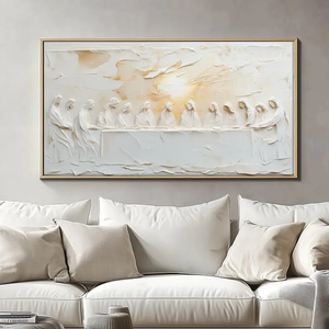 L'Ultima Cena <span class=keywords><strong>Dipinto</strong></span> a Mano <span class=keywords><strong>su</strong></span> Tela con Cornice Arte Murale Cristiana Opera d'Arte Moderna - Product Image 2