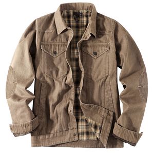 Men's Plaid Flannel Casual <strong>Jacket</strong> European and American <strong>Denim</strong> <strong>Jacket</strong> OEM - Product Image 5