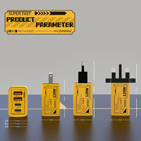 Cargador de Teléfono HYTO de 120W con 4 Puertos Tipo C USB, Carga Rápida USB C PD, Adaptador de Carga Rápida 3.0 para iPhone, Samsung, Xiaomi