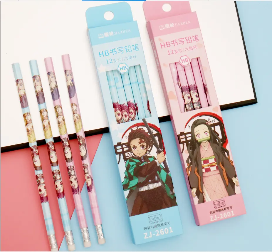 12 pz/set Anime Hb Standard in legno matita disegno matite regalo per bambini scuola