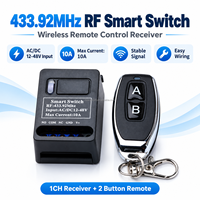 Penerima Remote Control Nirkabel RF Universal 433MHz AC/DC 12-48V 10A Modul Relay untuk Otomatisasi dan Kontrol Rumah
