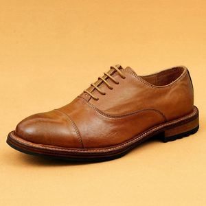Zapatos Oxford de Hombre de Cuero Lavado con Cordones, Estilo Vintage, Suela de Goma Hecha a Mano, Construcción Goodyear Welt, Casuales de Negocios, Transpirables y Ligeros - Product Image 6