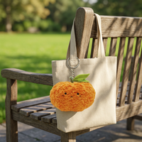 Pendentif en peluche orange en coton doux, série fruits, avec rembourrage en coton PP, 0-10 cm