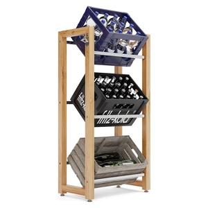 Étagère à boissons <span class=keywords><strong>en</strong></span> bambou à 3 niveaux, support pour caisses de bière, certifié qualité alimentaire, porte-<span class=keywords><strong>vin</strong></span>, étagère de rangement pour boissons pour la cuisine - Product Image 1