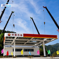 Structure en acier sur mesure FT pour station-service, toit modulaire à grande portée, panneau d'affichage LED personnalisable en couleur