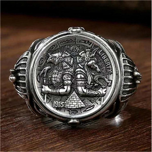 Mens Egyptian Pharaoh Ring Vintage Totem Design Statement Fashion Jewelry - Product Image 1