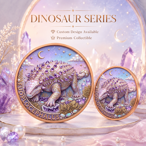 Pièce de monnaie dinosaure blindé Euoplocephalus en cuivre fin 999 de 5 oz, relief 3D, couleur UV, effet anti-ternissement, artisanat métallique artistique <span class=keywords><strong>Ankylosaur</strong></span> - Product Image 1