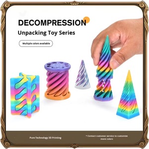 Jouet anti-stress en plastique couleur pastel imprimé en 3D, modèle flexible en spirale conique, pyramide impossible à traverser, modèle 02 unisexe - Product Image 2