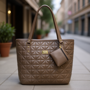Bolso Tote para Mujer, de Cuero PU y Tela Acolchada, Gran Capacidad, para Todas las Temporadas, Estilo Simple para Ocasiones Informales - Product Image 2