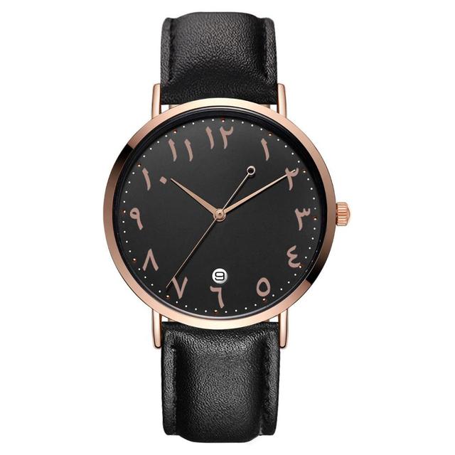 Arabic Numbers Leather Watch Classic Men Women Simple Dial Quartz Wristwatches Custom Logo